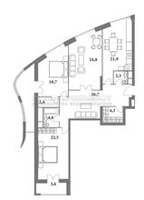 Планировка трехкомнатной квартиры в ЖК Розмарин