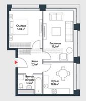 Планировка 2-комнатной квартиры в ЖК Ривер Парк