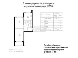 План до перепланировки двухкомнатной квартиры в доме серии КОПЭ