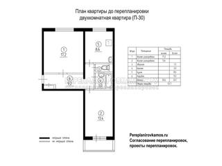 План до перепланировки двухкомнатной квартиры серии П-30