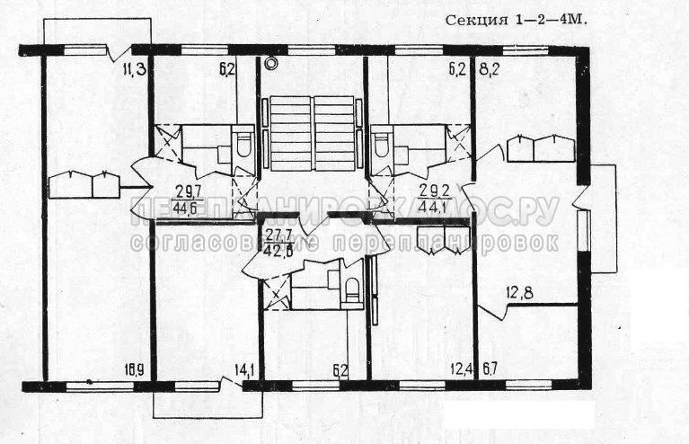 Поэтажный план дома серии 1МГ-300