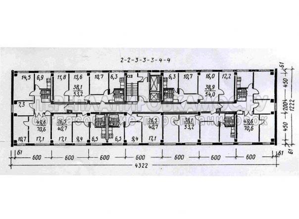 План этажа серии панельных домов 1МГ-601Д