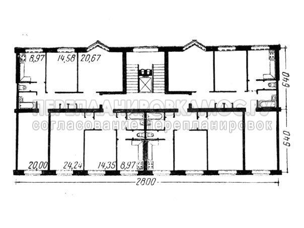 План этажа дома серии СМ-6
