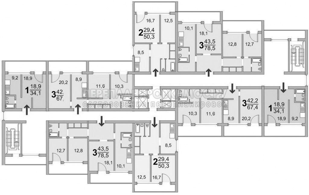 Поэтажный план дома серии И-700 А