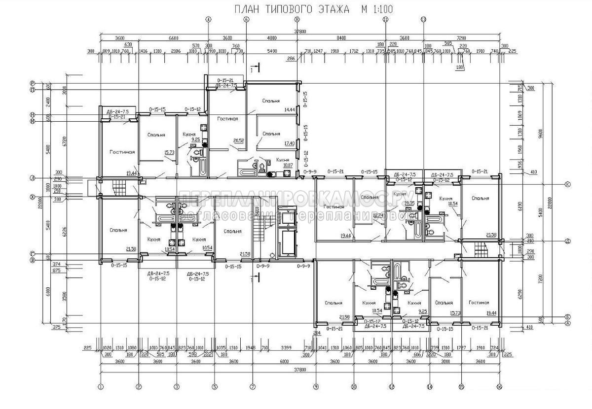 План этажа дома серии П-43