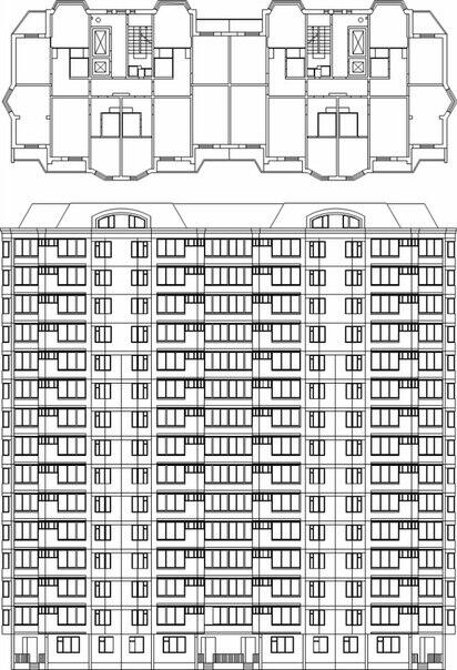 Фасад и план этажа дома серии П44К