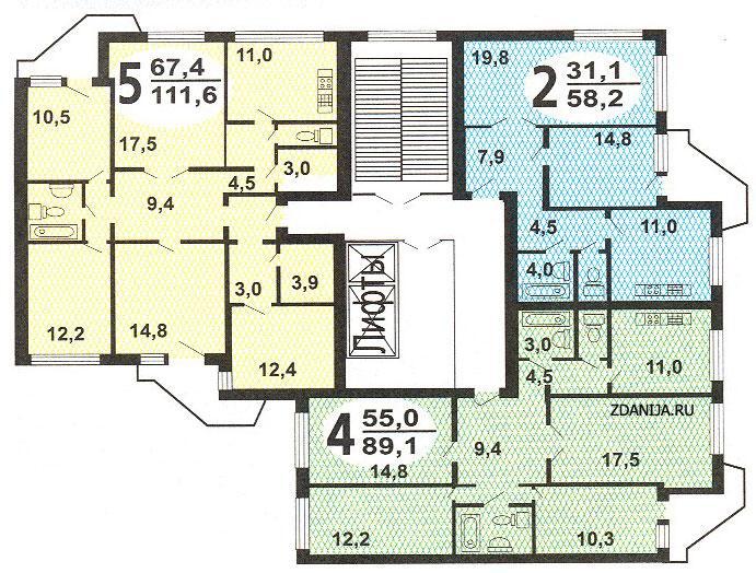 План этажа дома серии ПД-4