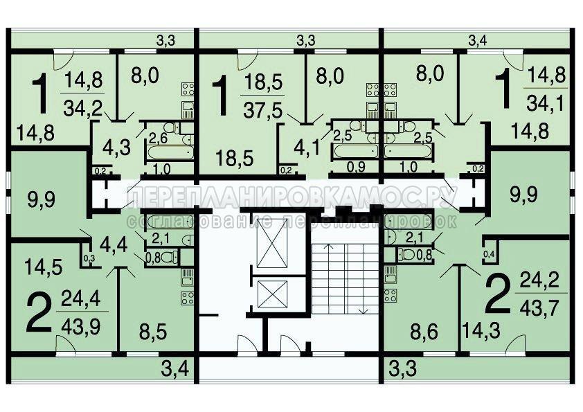 План этажа серии II-68-01/12-83​