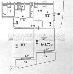 План 2-комнатной квартиры серии И-155-Б с размерами